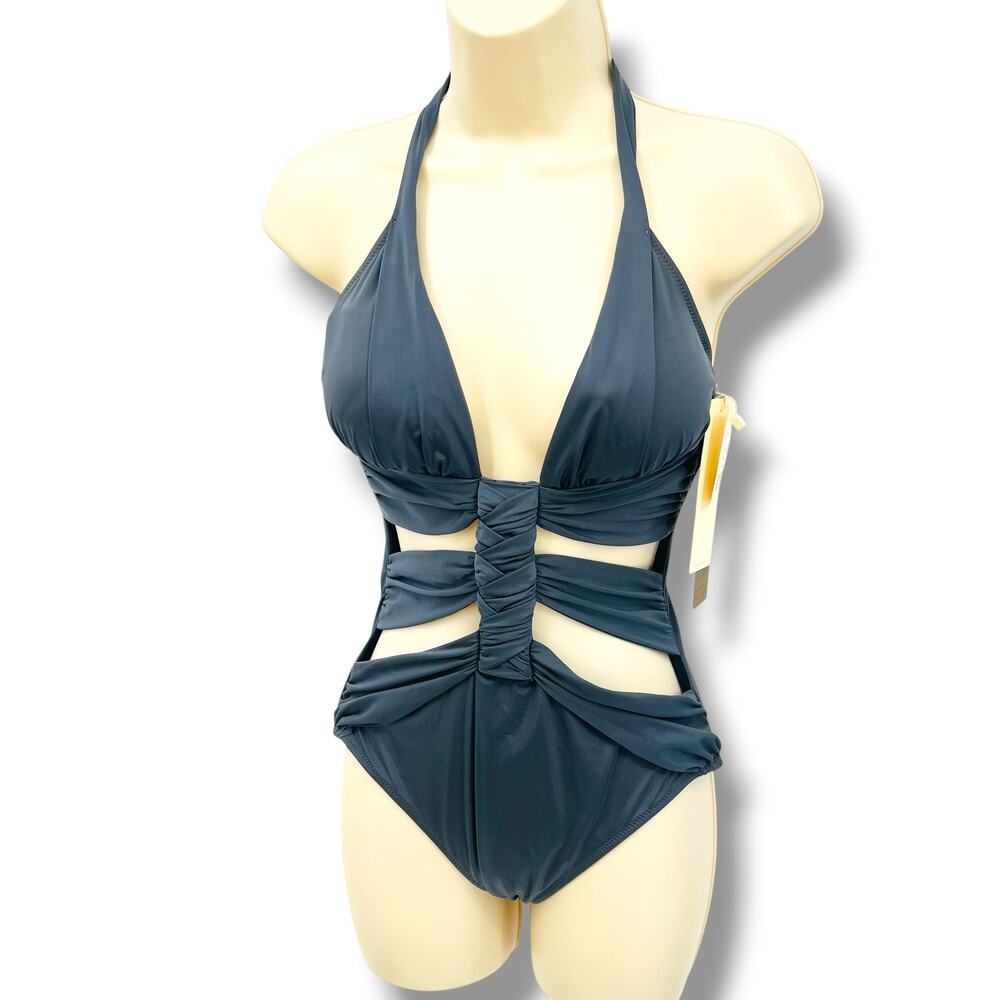 NWT GOTTEX Dream Weaver One-peace Swim Suit Dark Gray 8